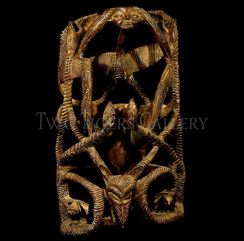Tall Serpent Wood Mask